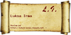 Luksa Irma névjegykártya
